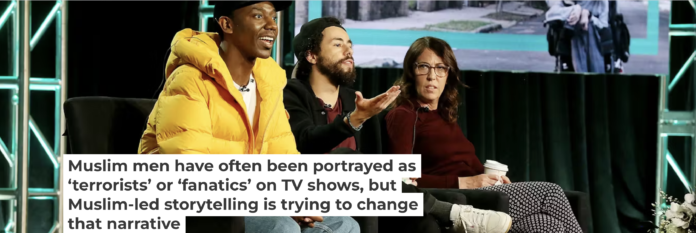 Hulu’s comedy-drama series ‘Ramy,’ created by actor-comedian Ramy Youssef, follows a young Egyptian-American Muslim navigating life’s challenges. Youssef, center, appears at a press conference in 2019. Frederick M. Brown/Getty Images